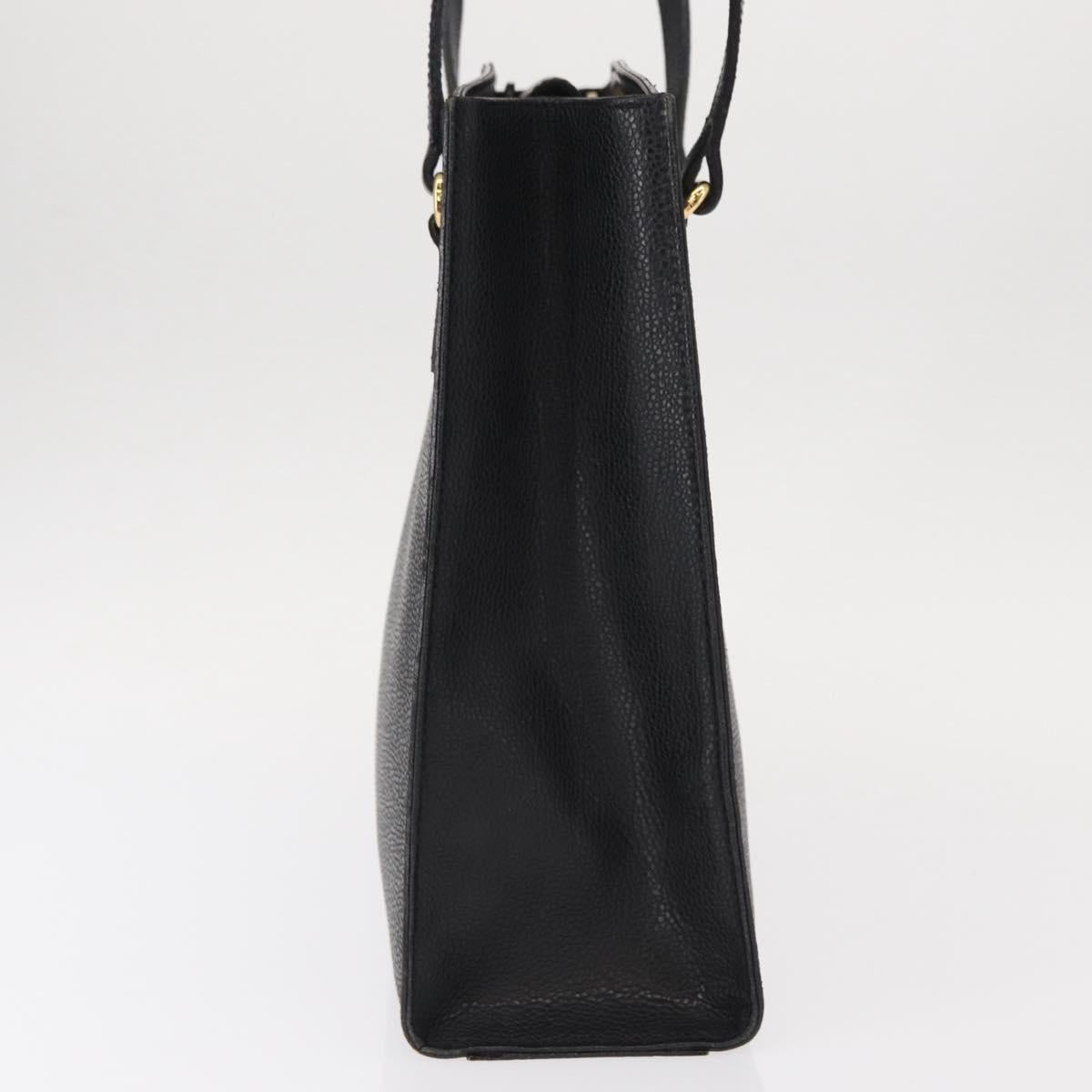 VALENTINO Shoulder Bag Leather Black Gold Auth bs31441