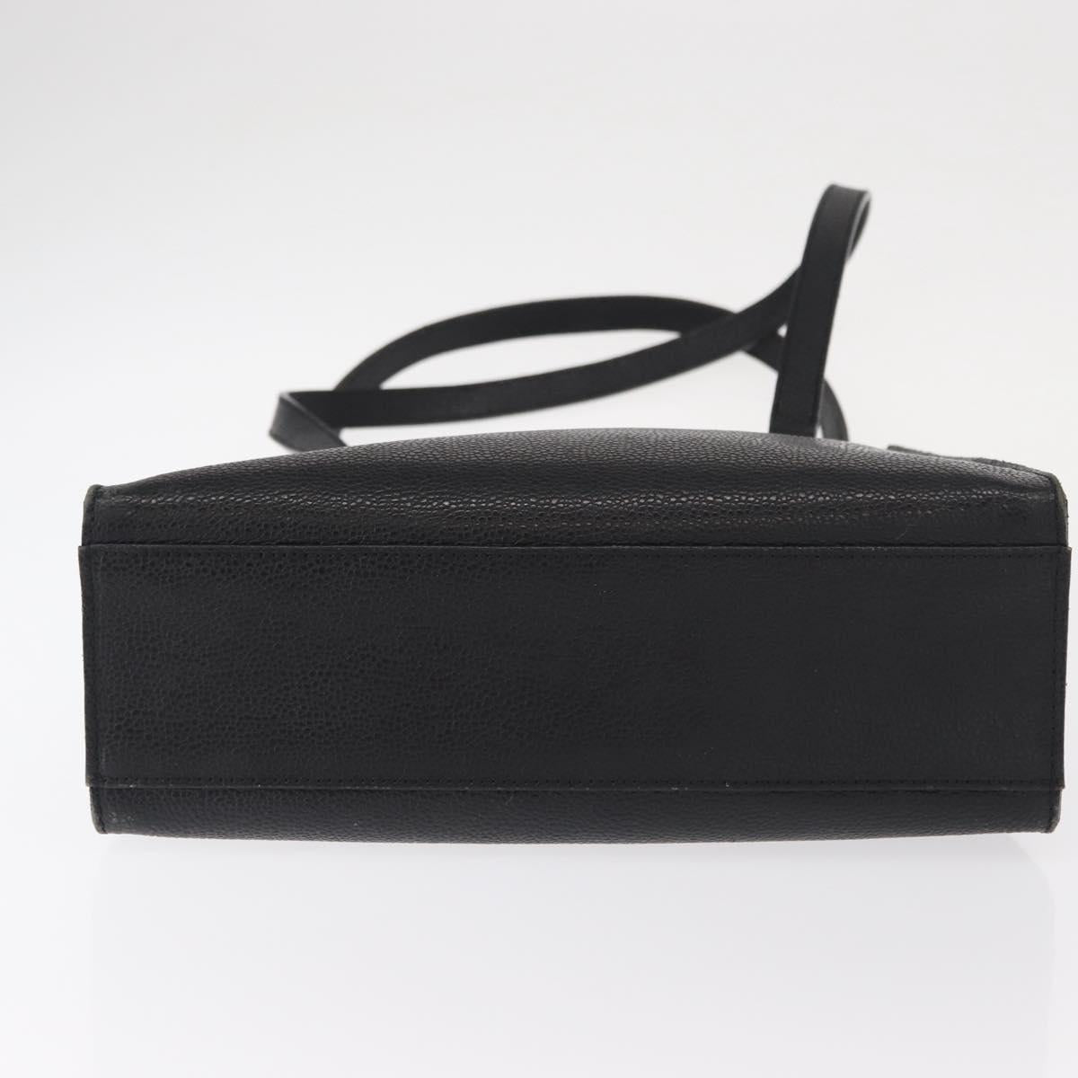 VALENTINO Shoulder Bag Leather Black Gold Auth bs31441