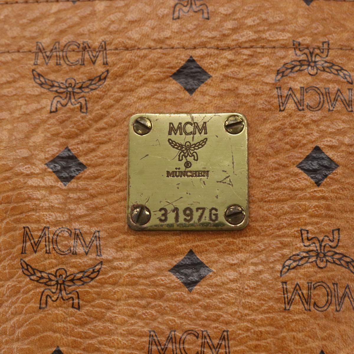 MCM Logogram Vicetos Tote Bag PVC Leather Brown Gold Auth bs31442