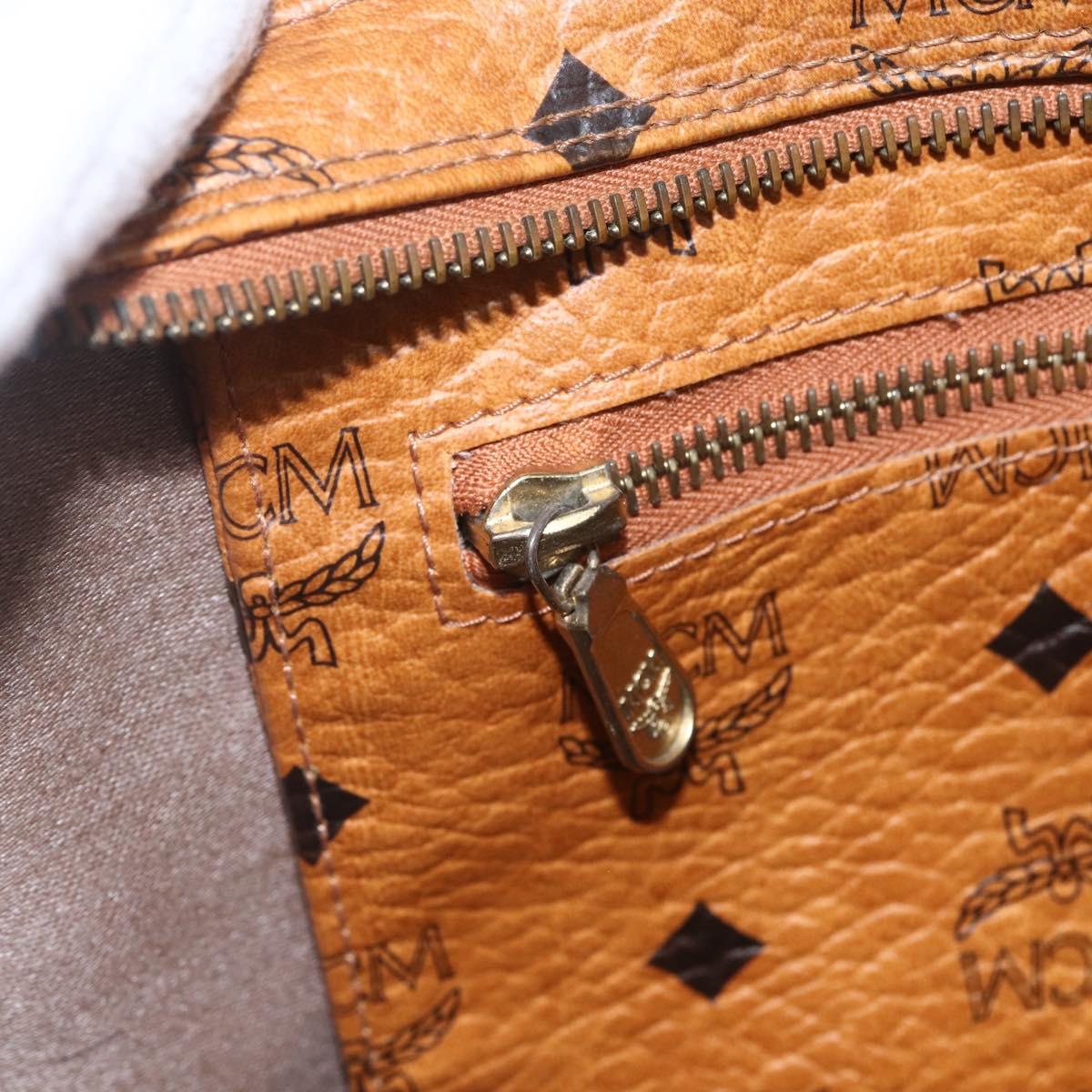 MCM Logogram Vicetos Tote Bag PVC Leather Brown Gold Auth bs31442