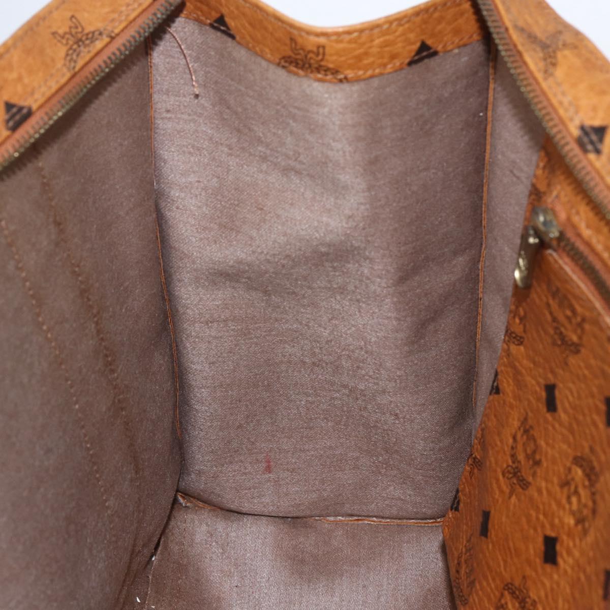 MCM Logogram Vicetos Tote Bag PVC Leather Brown Gold Auth bs31442