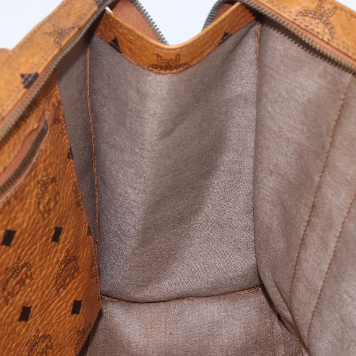 MCM Logogram Vicetos Tote Bag PVC Leather Brown Gold Auth bs31442