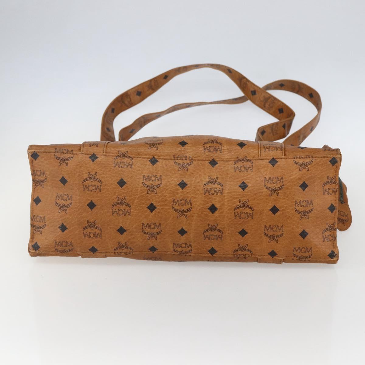 MCM Logogram Vicetos Tote Bag PVC Leather Brown Gold Auth bs31442