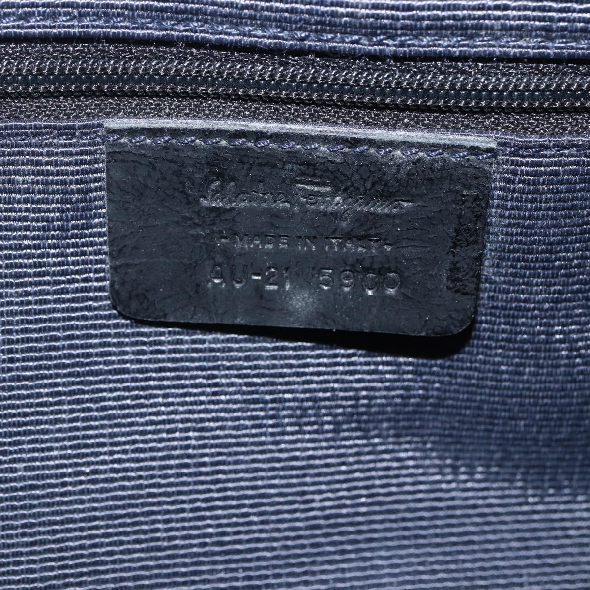 Salvatore Ferragamo Gancini Shoulder Bag Canvas Blue Gold Auth bs31443