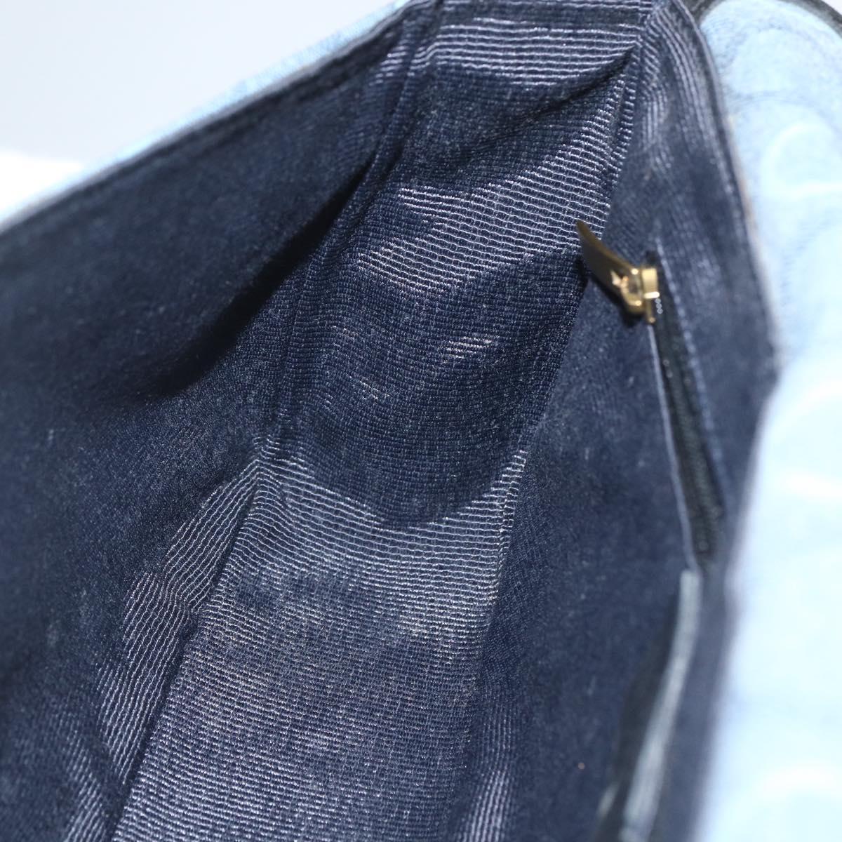 Salvatore Ferragamo Gancini Shoulder Bag Canvas Blue Gold Auth bs31443