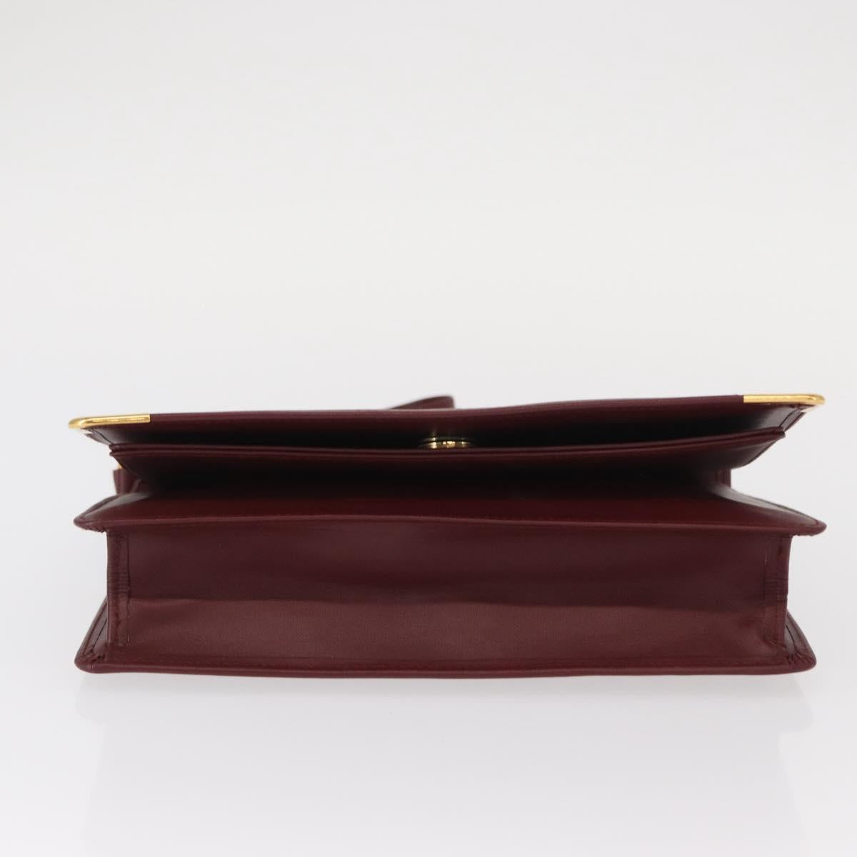 CARTIER Must Line Clutch Bag Leather Bordeaux Gold Auth bs31445