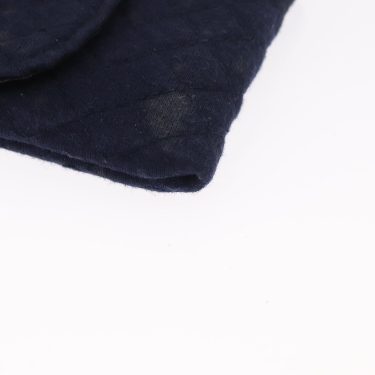 CHANEL Mini Matelasse Chain Pouch Cotton Navy Gold CC Auth bs31449