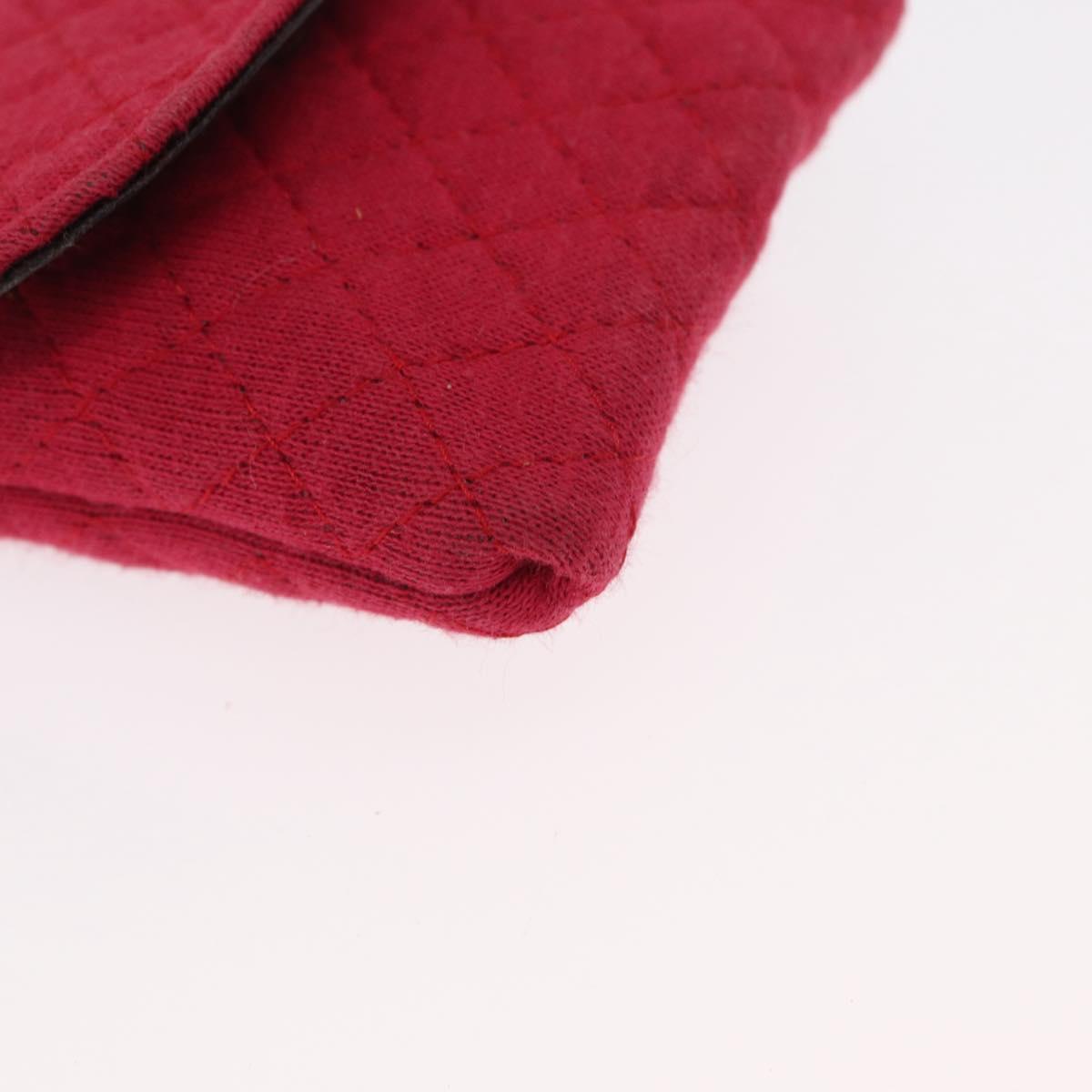 CHANEL Mini Matelasse Chain Pouch Cotton Pink Gold CC Auth bs31450