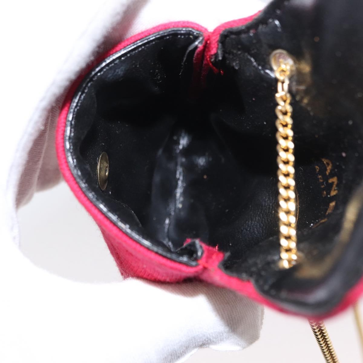 CHANEL Mini Matelasse Chain Pouch Cotton Pink Gold CC Auth bs31450