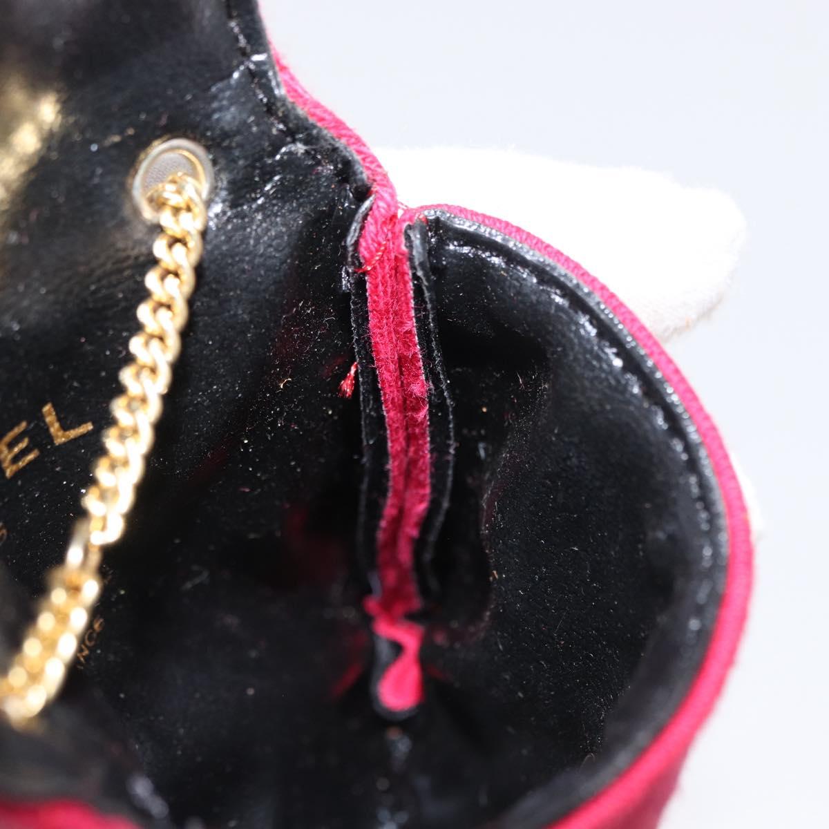 CHANEL Mini Matelasse Chain Pouch Cotton Pink Gold CC Auth bs31450