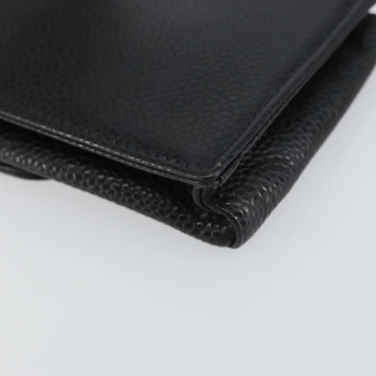 CHANEL Cigarette Case Caviar Skin Black CC Auth bs31453