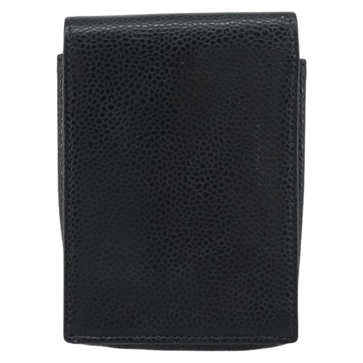 CHANEL Cigarette Case Caviar Skin Black CC Auth bs31453