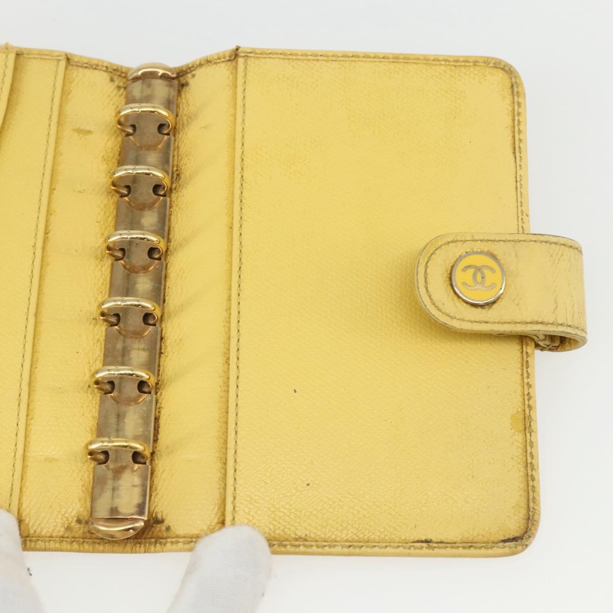 CHANEL Agenda Day Planner Cover Caviar Skin Yellow Gold CC Auth bs31454