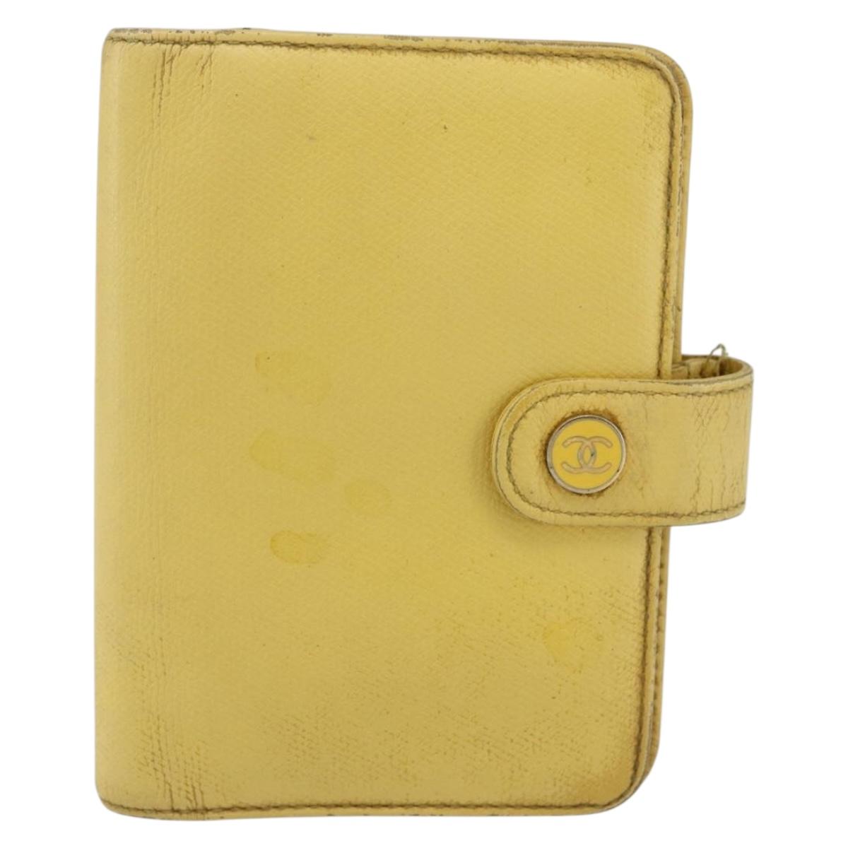 CHANEL Agenda Day Planner Cover Caviar Skin Yellow Gold CC Auth bs31454