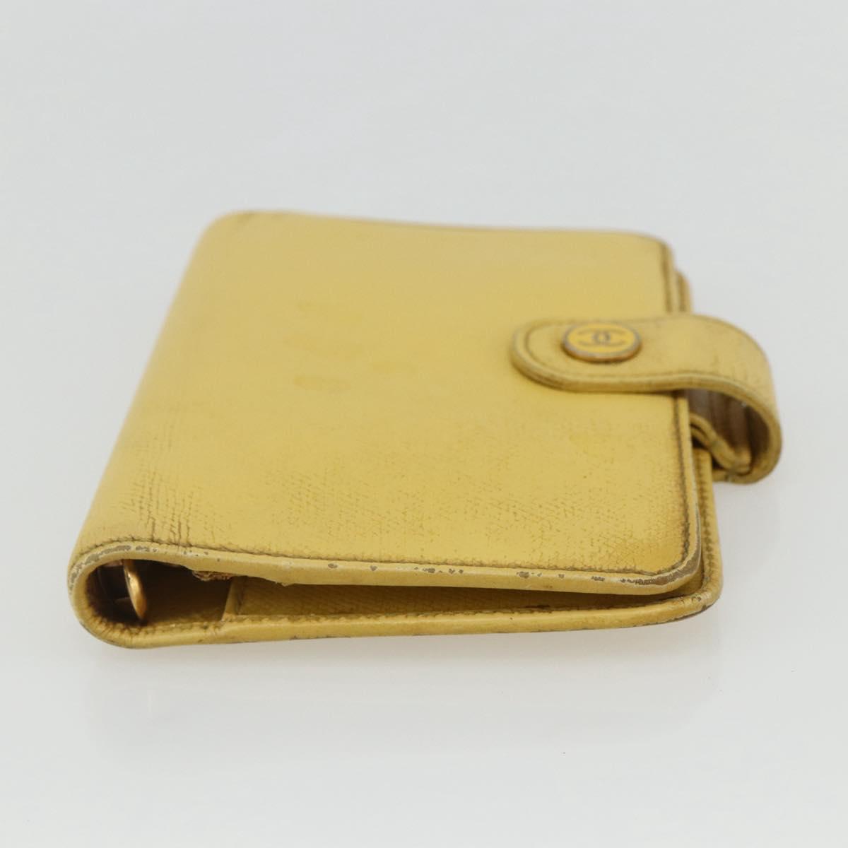 CHANEL Agenda Day Planner Cover Caviar Skin Yellow Gold CC Auth bs31454