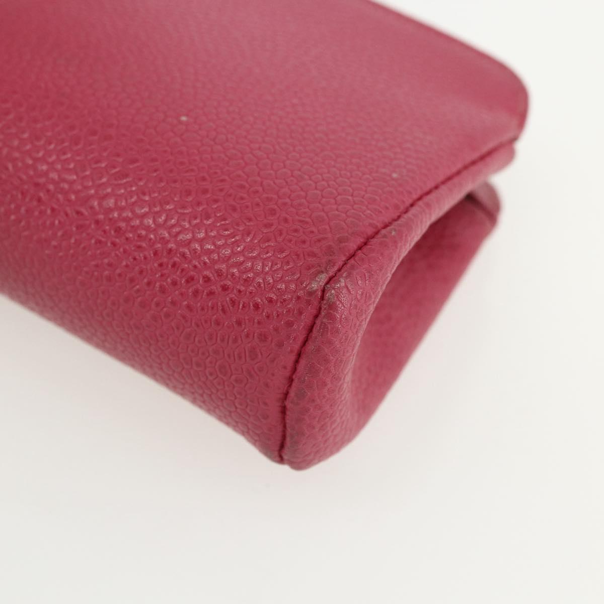 CHANEL Pouch Caviar Skin Pink Gold CC Auth bs31455