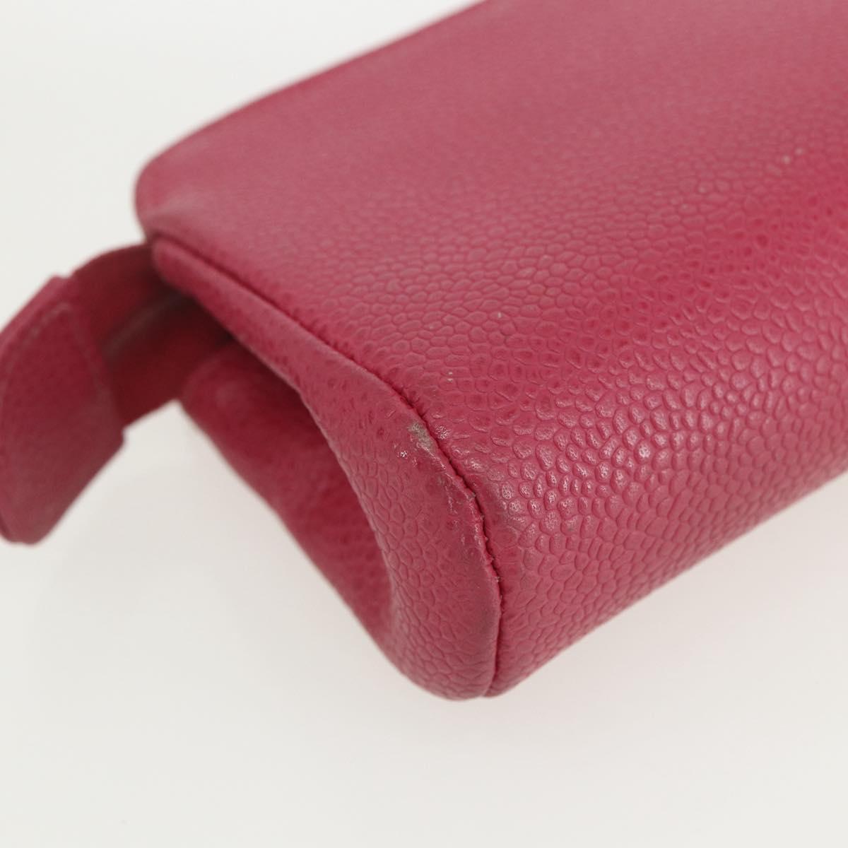 CHANEL Pouch Caviar Skin Pink Gold CC Auth bs31455