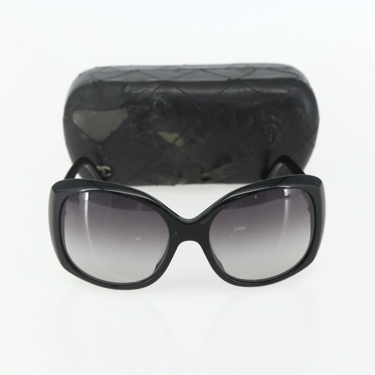 CHANEL Sunglasses plastic Black CC Auth bs31457