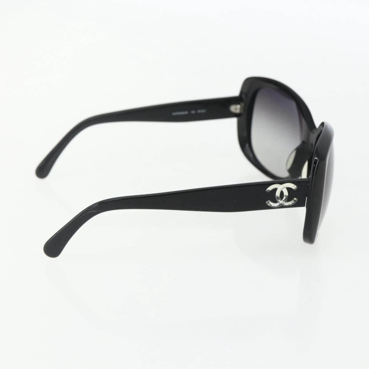 CHANEL Sunglasses plastic Black CC Auth bs31457