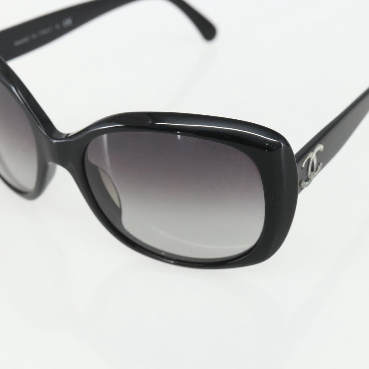 CHANEL Sunglasses plastic Black CC Auth bs31457