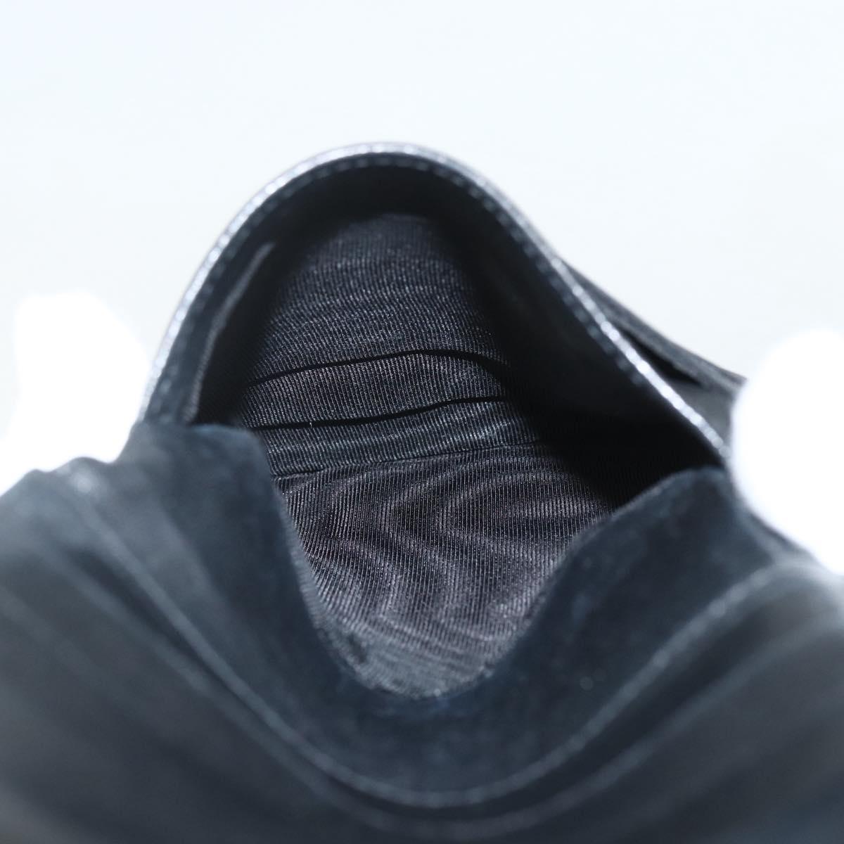 CHANEL Bifold Wallet Caviar Skin Black Gold CC Auth bs31459