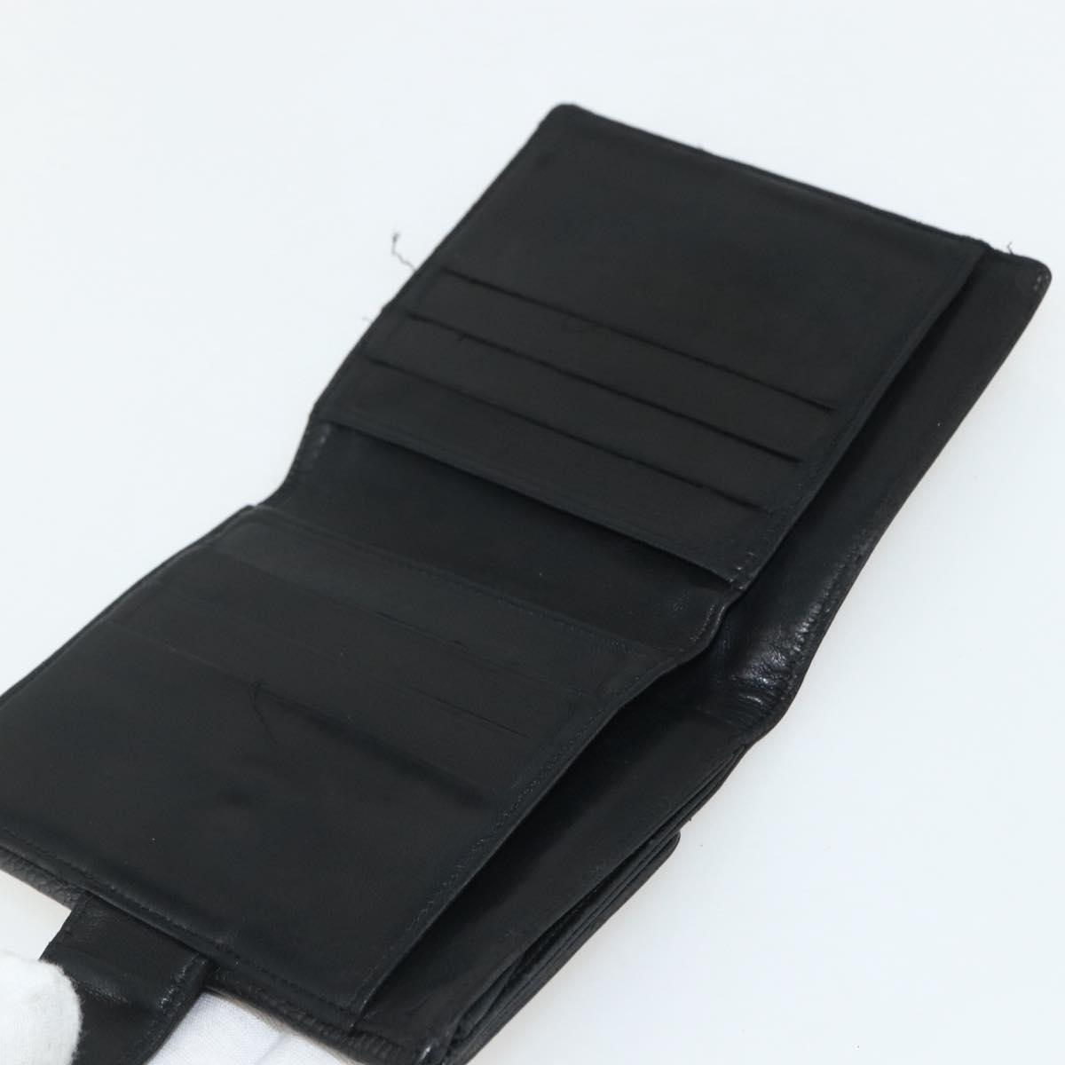 CHANEL Bifold Wallet Caviar Skin Black Gold CC Auth bs31460