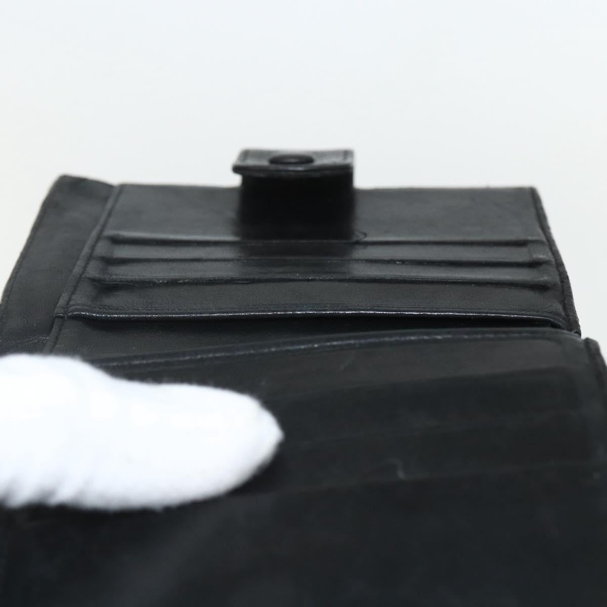 CHANEL Bifold Wallet Caviar Skin Black Gold CC Auth bs31460