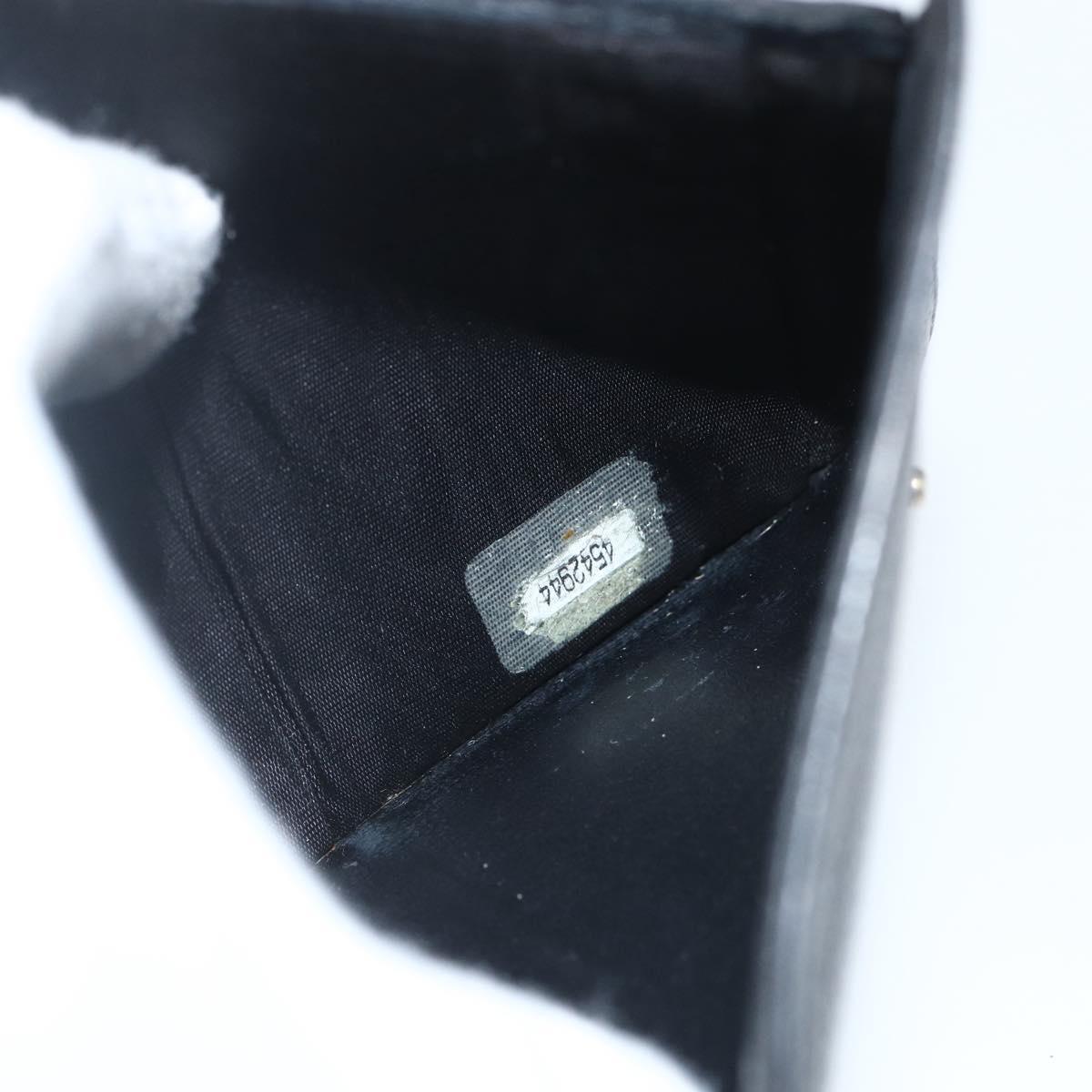 CHANEL Bifold Wallet Caviar Skin Black Gold CC Auth bs31460