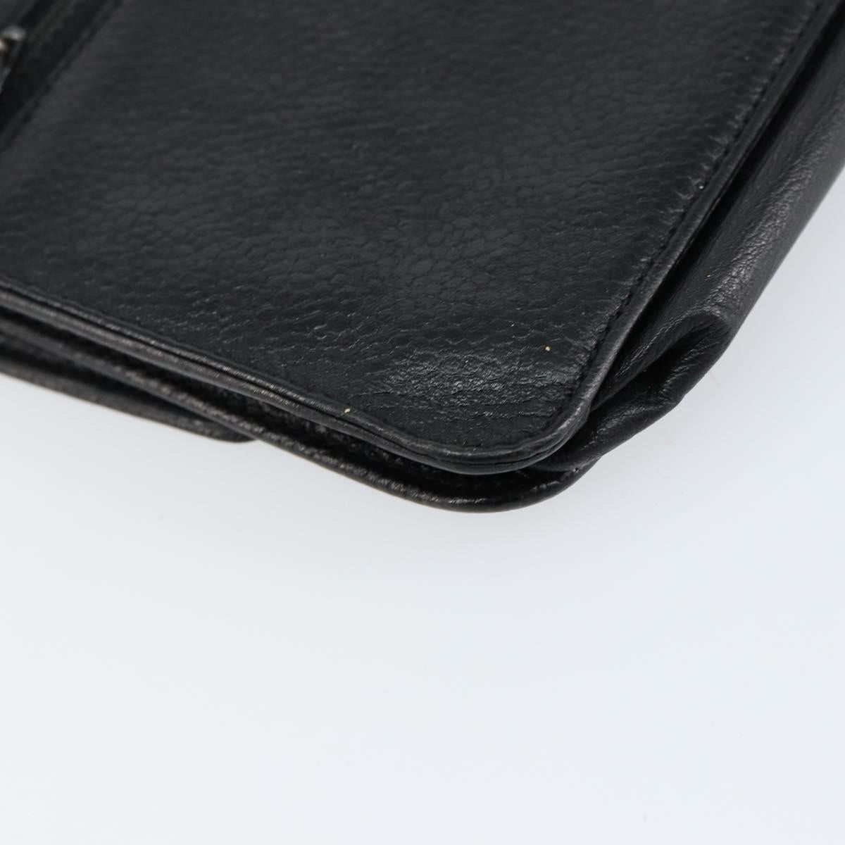 CHANEL COCO Mark Long Wallet Caviar Skin Black Gold CC Auth bs31461