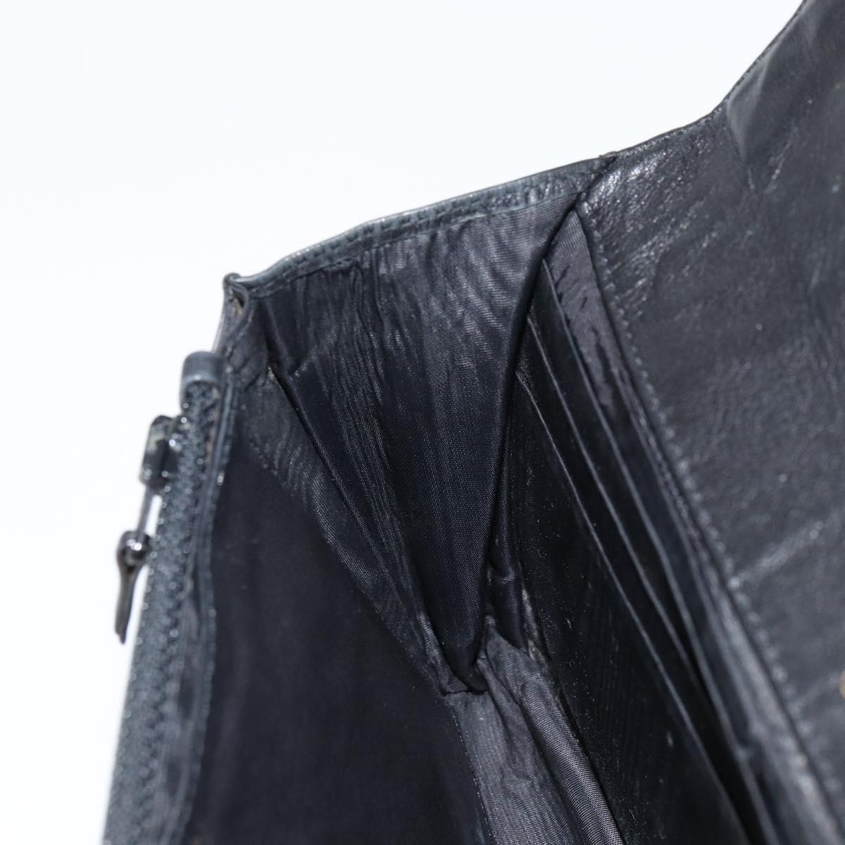 CHANEL COCO Mark Long Wallet Caviar Skin Black Gold CC Auth bs31461