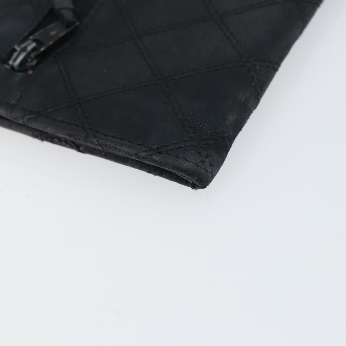 CHANEL Bicolore Long Wallet Lamb Skin Black Silver CC Auth bs31462