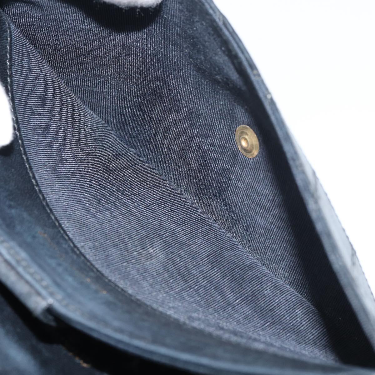 CHANEL Bicolore Long Wallet Lamb Skin Black Silver CC Auth bs31462