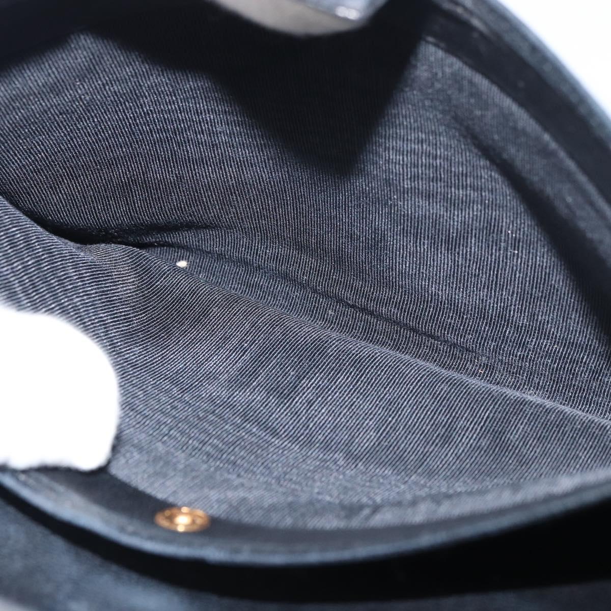 CHANEL Bicolore Long Wallet Lamb Skin Black Silver CC Auth bs31462