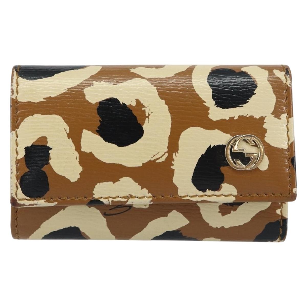 GUCCI Key Case Leather Brown Gold 354499 Auth bs31463