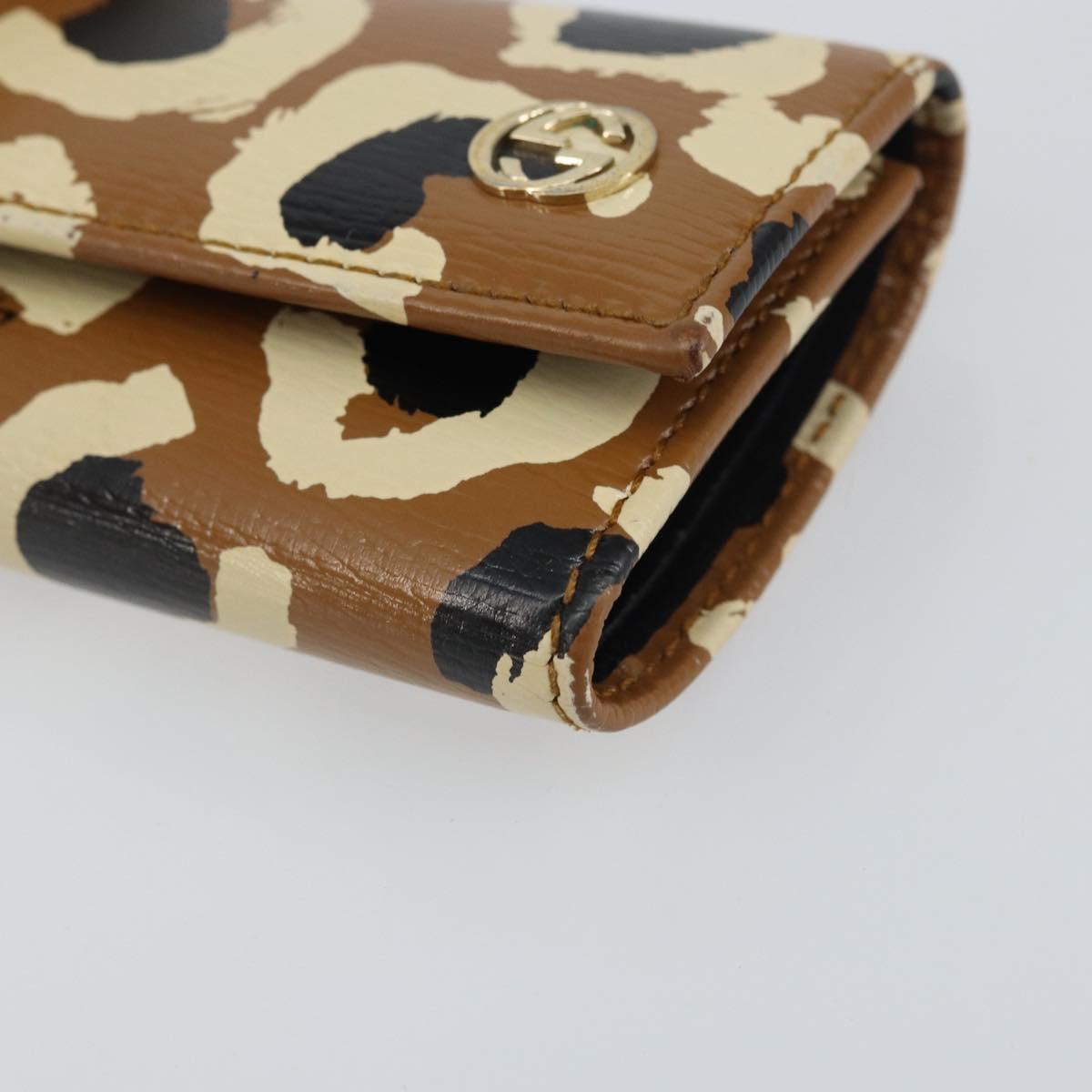 GUCCI Key Case Leather Brown Gold 354499 Auth bs31463