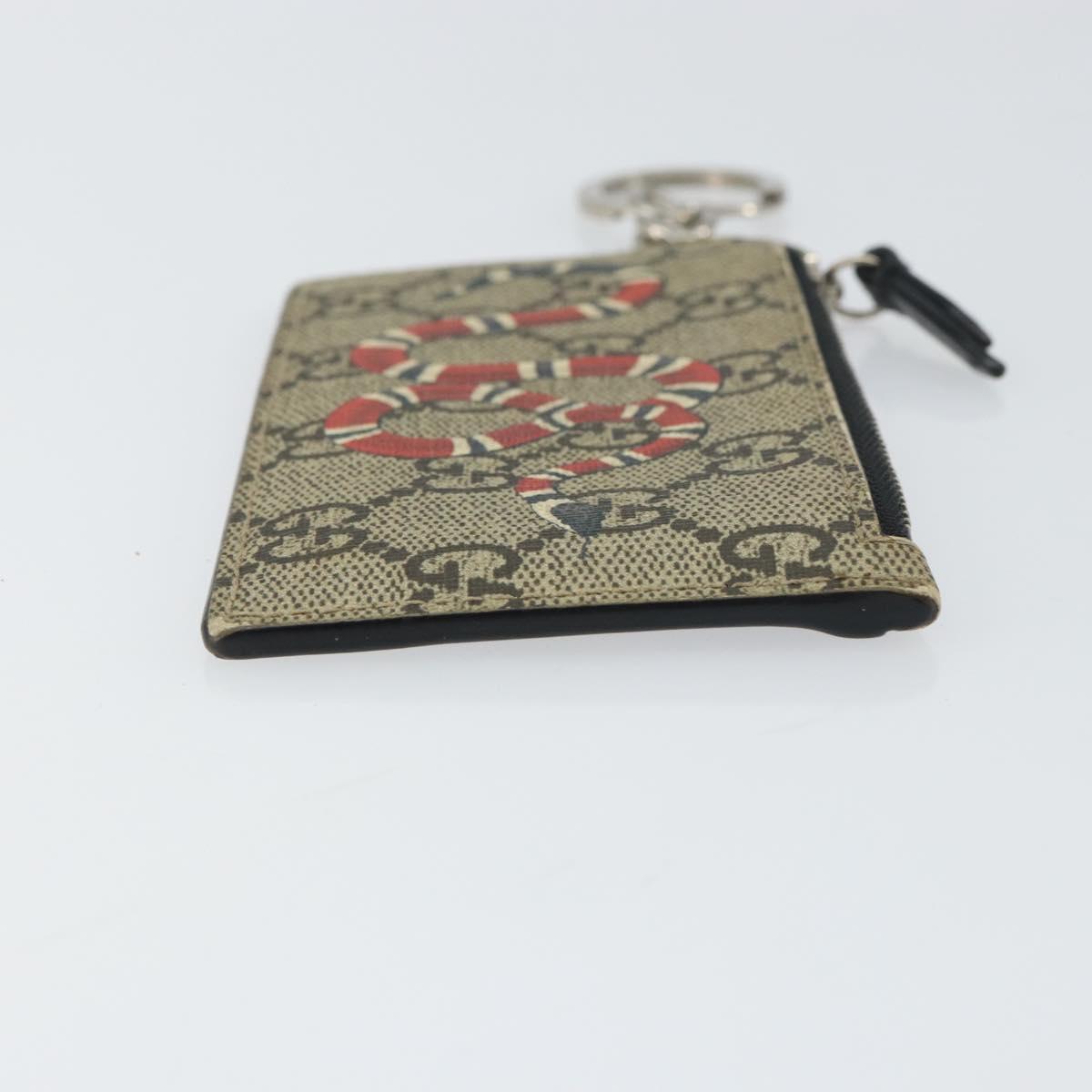 GUCCI GG Supreme Snake Coin Purse PVC Beige Silver Auth bs31464