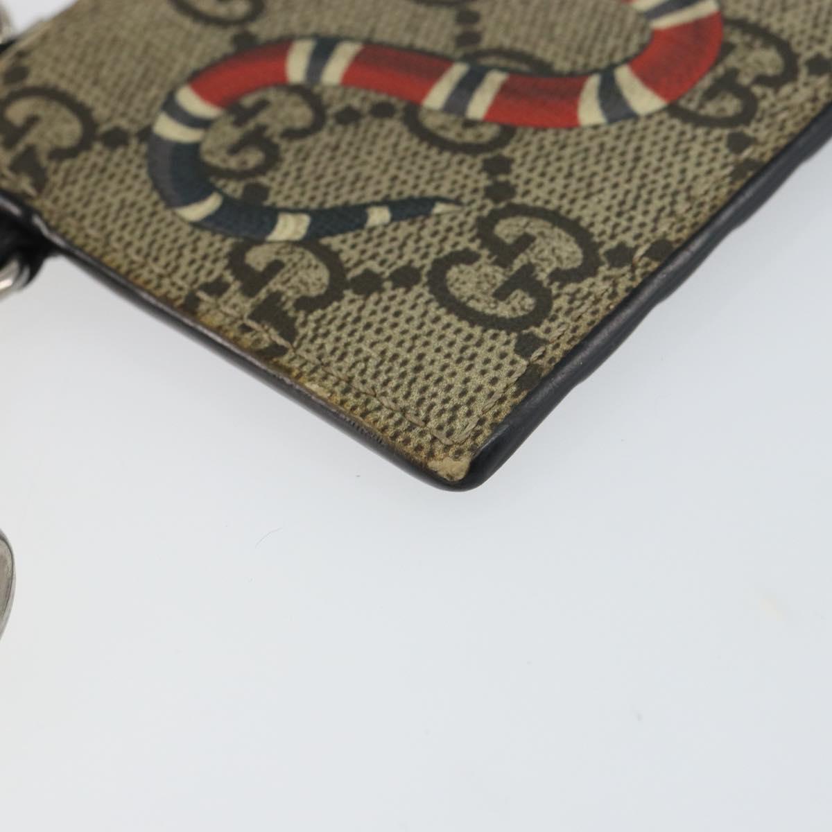 GUCCI GG Supreme Snake Coin Purse PVC Beige Silver Auth bs31464