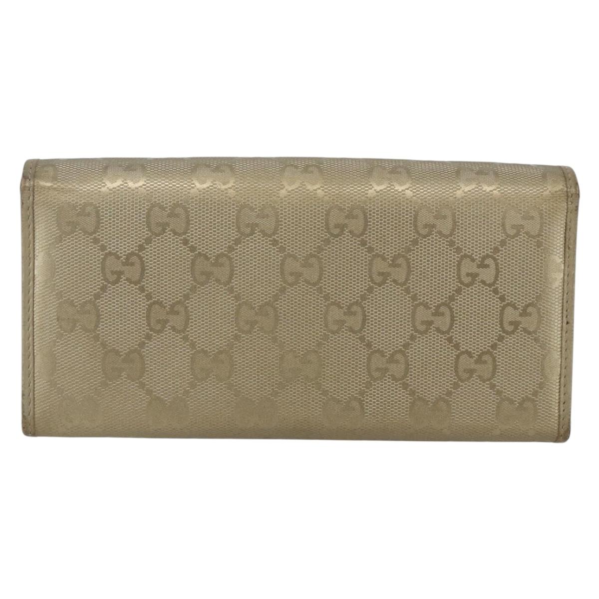 GUCCI GG implementation Long Wallet PVC Gold 224262 Auth bs31465