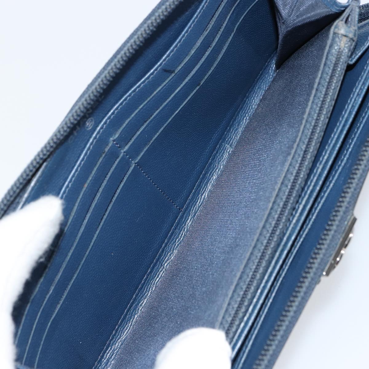 CHANEL Boy Chanel Long Wallet Lamb Skin Navy Silver CC Auth bs31466
