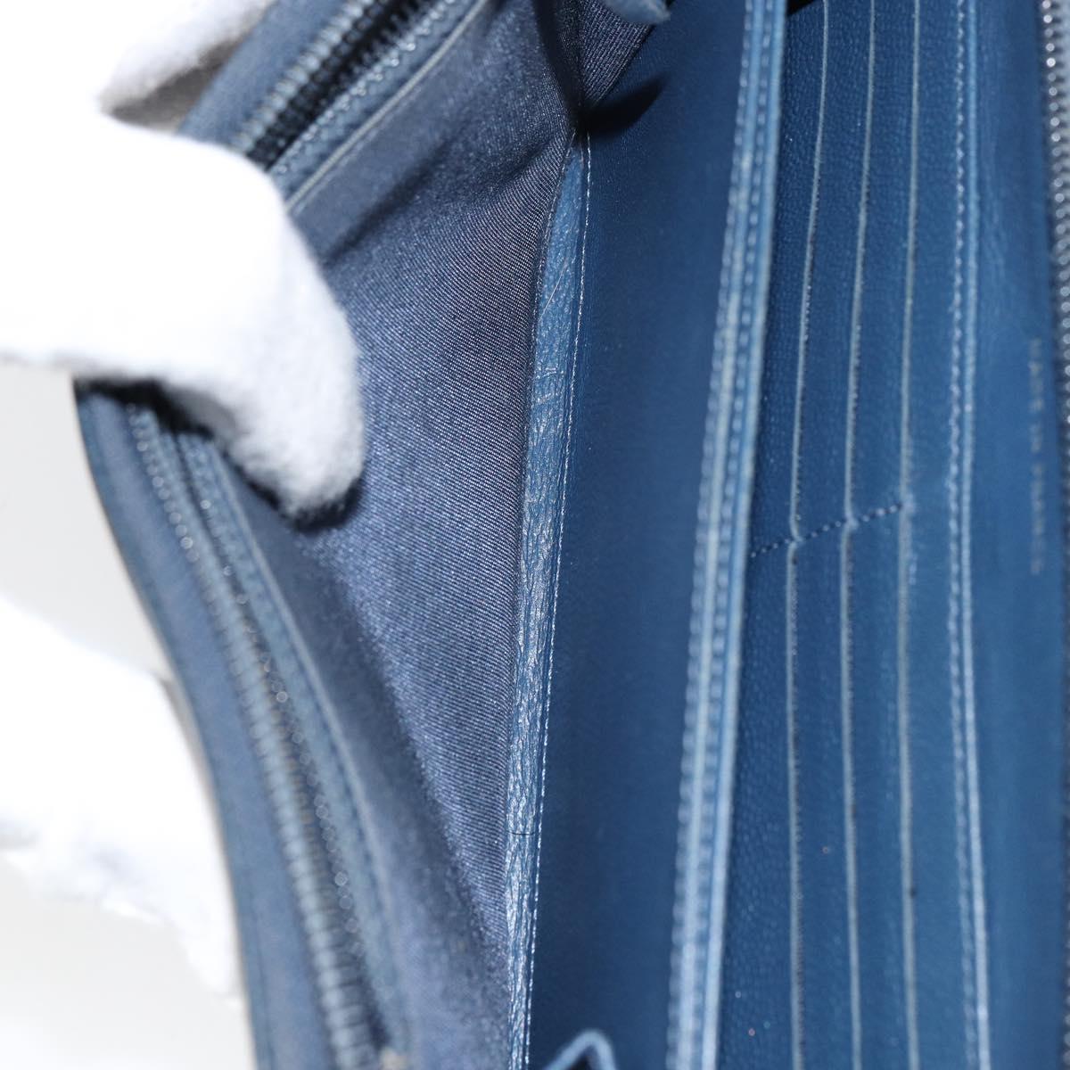 CHANEL Boy Chanel Long Wallet Lamb Skin Navy Silver CC Auth bs31466