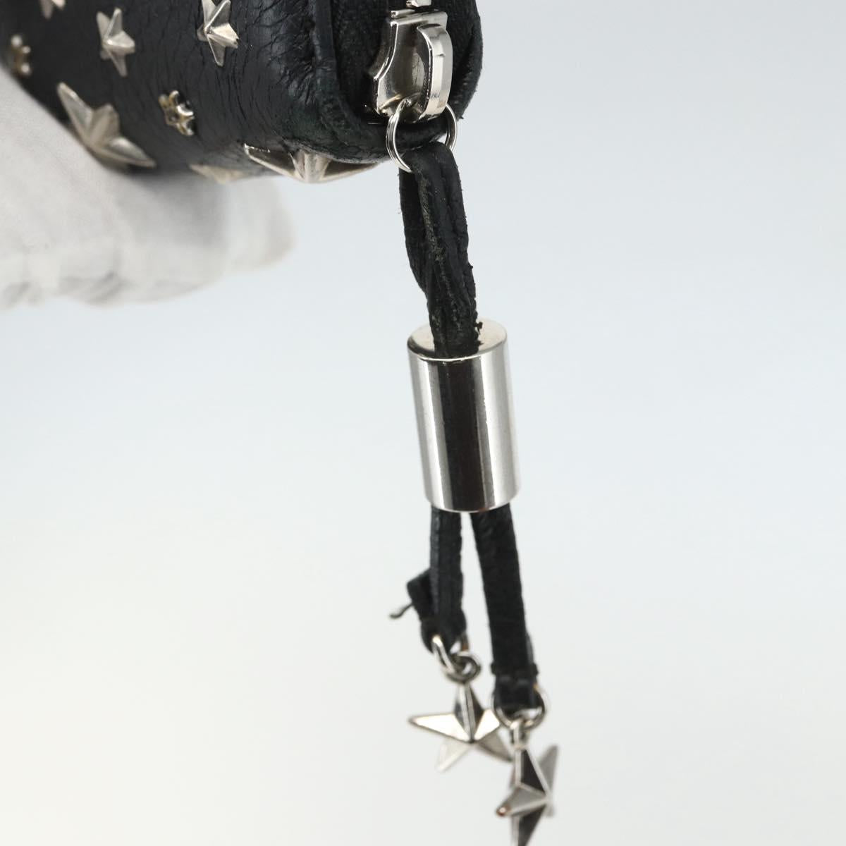 Jimmy Choo Studs Long Wallet Leather Black Silver Auth bs31467