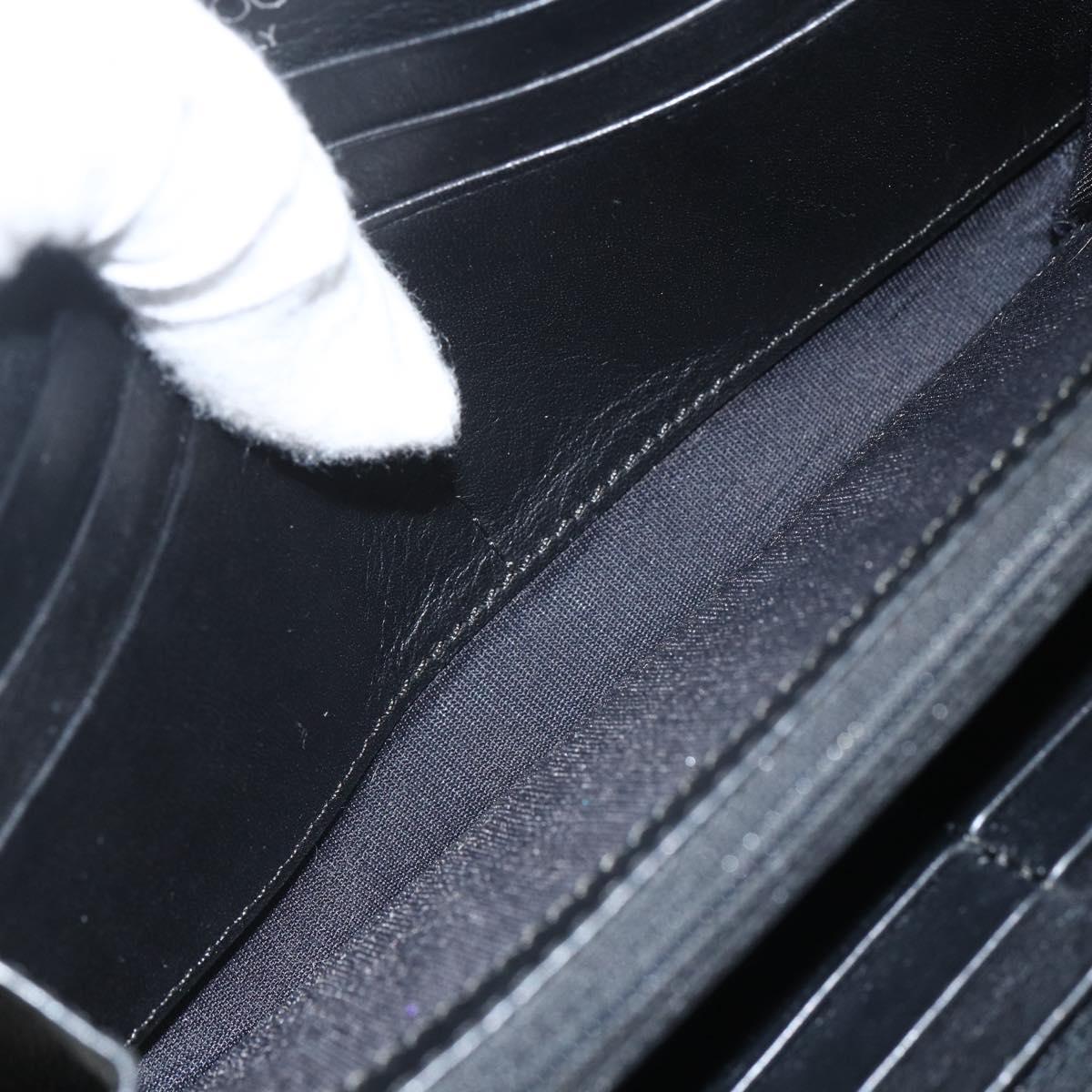 Jimmy Choo Studs Long Wallet Leather Black Silver Auth bs31467