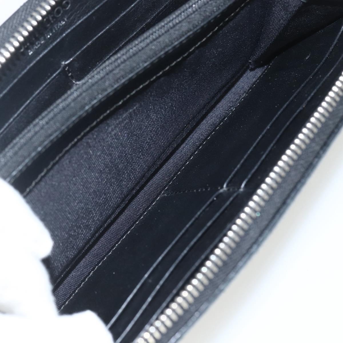 Jimmy Choo Studs Long Wallet Leather Black Silver Auth bs31467