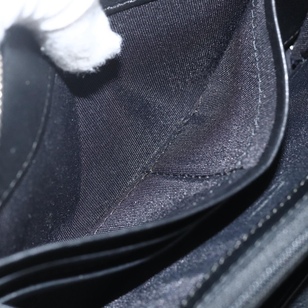 Jimmy Choo Studs Long Wallet Leather Black Silver Auth bs31467