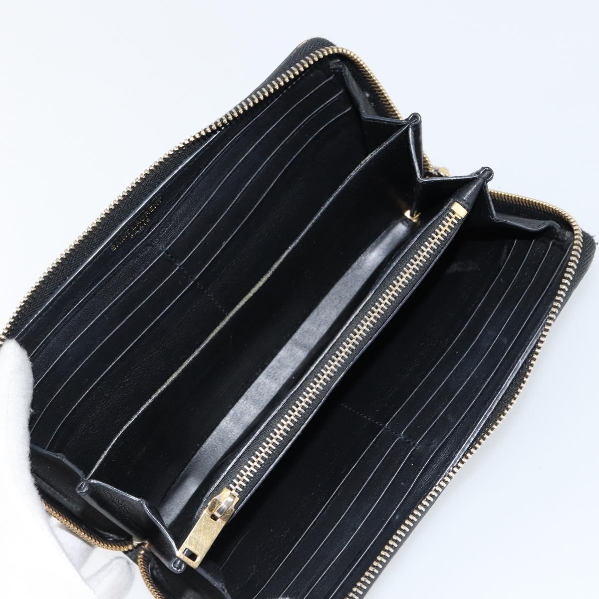 SAINT LAURENT Long Wallet Leather Black Gold Auth bs31468