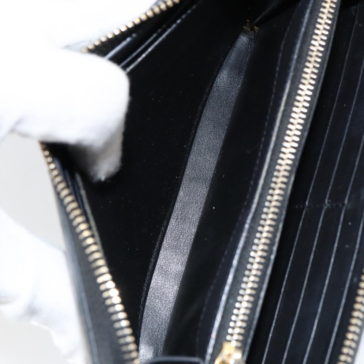 SAINT LAURENT Long Wallet Leather Black Gold Auth bs31468