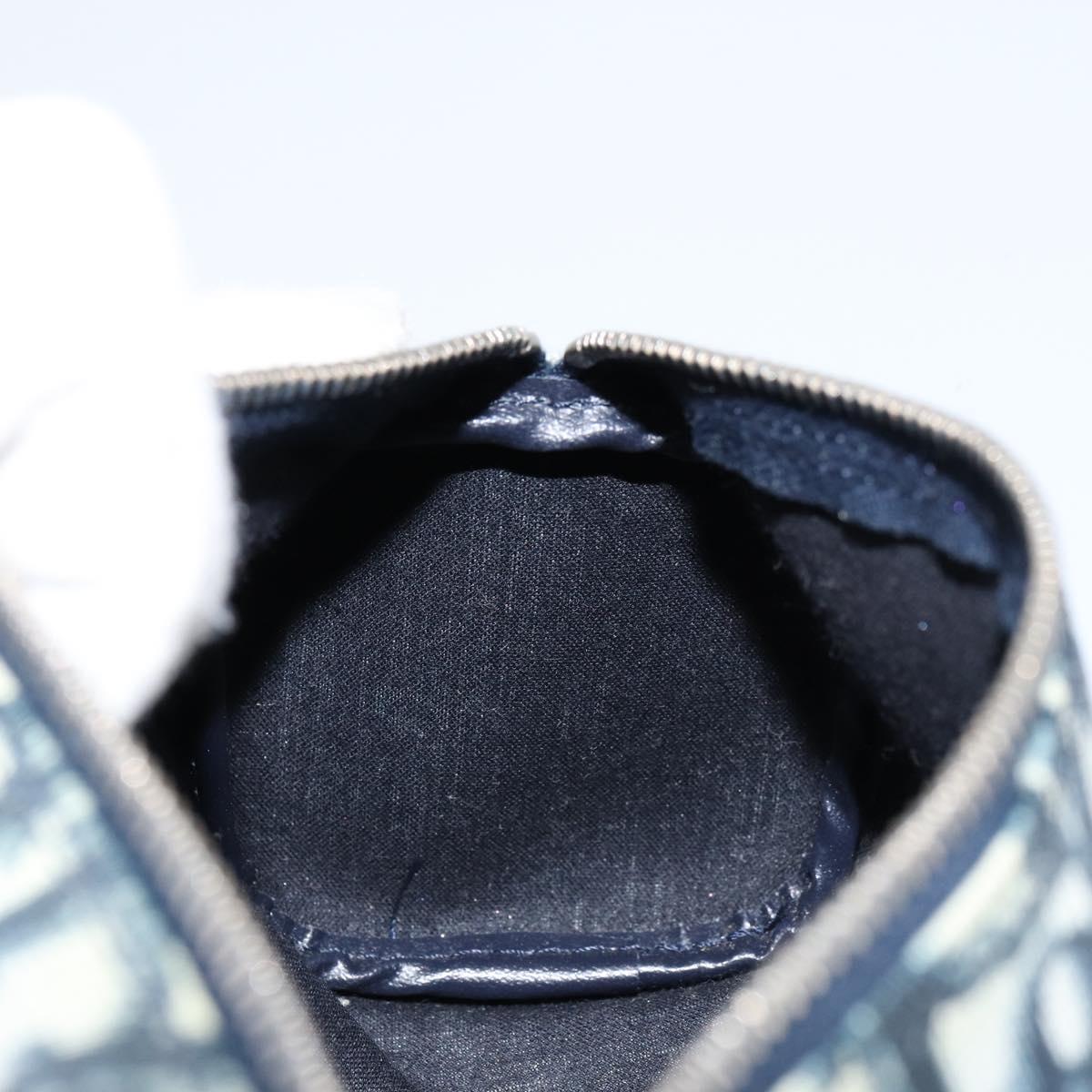Christian Dior Trotter Canvas Pouch PVC Navy Silver Auth bs31469