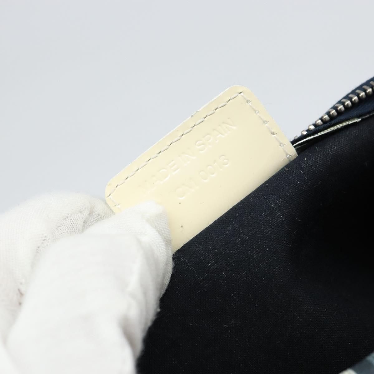 Christian Dior Trotter Canvas Pouch PVC Navy Silver Auth bs31469