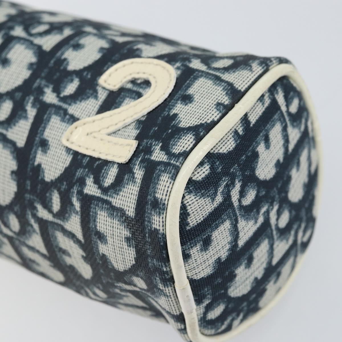 Christian Dior Trotter Canvas Pouch PVC Navy Silver Auth bs31469
