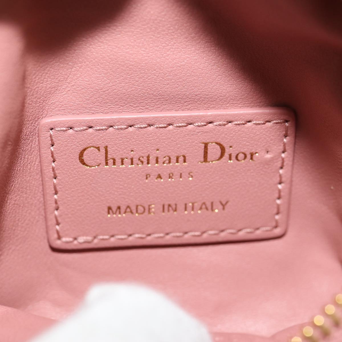 Christian Dior Canage Pouch Lamb Skin Pink Gold Auth bs31470SAV